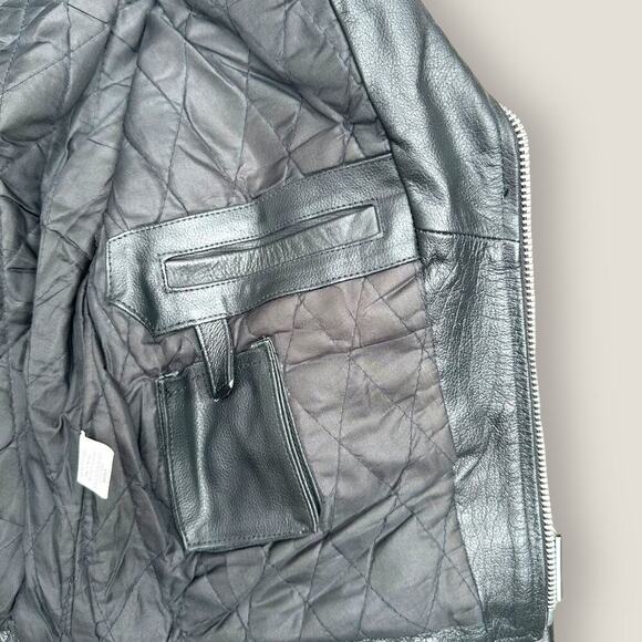 Classic Black Leather Biker Jacket - Picture 6 of 6